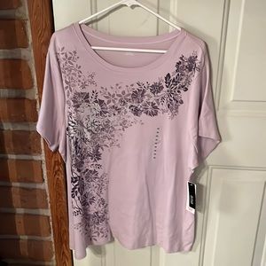 Lilac purple silver floral colored t shirt NWT Ana 3X